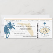 Florida Palm Tree Boarding Pass Wedding Kaart (Voorkant)