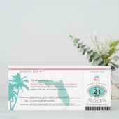 Florida Palm Tree Boarding Pass Wedding Kaart (Staand voorkant)