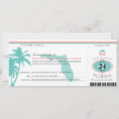 Florida Palm Tree Boarding Pass Wedding Kaart (Voorkant)