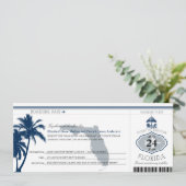 Florida Palm Tree Boarding Pass Wedding Kaart (Staand voorkant)