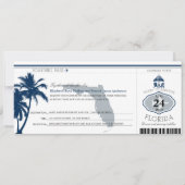 Florida Palm Tree Boarding Pass Wedding Kaart (Voorkant)