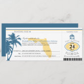 Florida Palm Tree Boarding Pass Wedding Kaart (Voorkant / Achterkant)