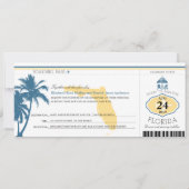 Florida Palm Tree Boarding Pass Wedding Kaart (Voorkant)