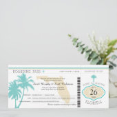 Florida Palm Tree Boarding Pass Wedding Kaart (Staand voorkant)