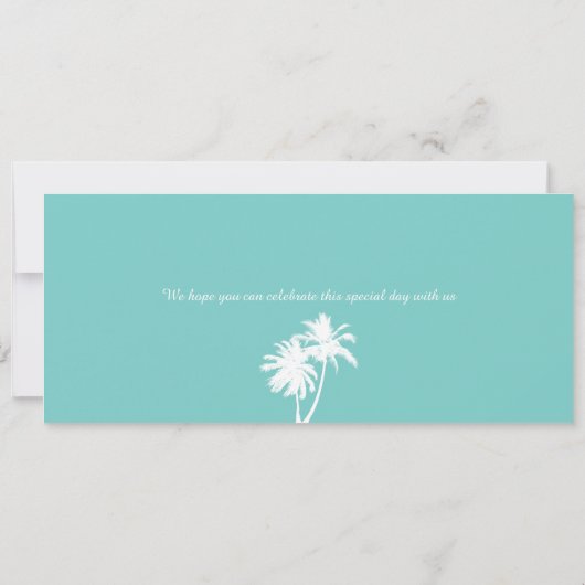 Florida Palm Tree Boarding Pass Wedding Kaart (Achterkant)