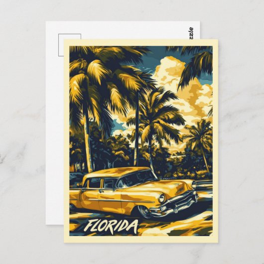  Florida Palm Tree Retro Auto Reizen Briefkaart (Voorkant / Achterkant)