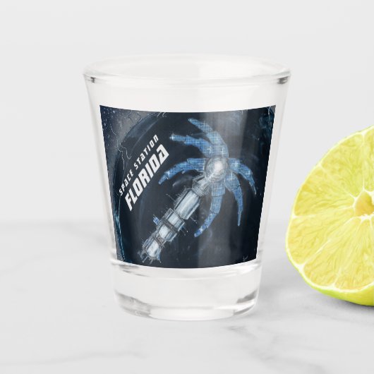 Florida Palm Tree Space Station Shot Glas (Voorkant)