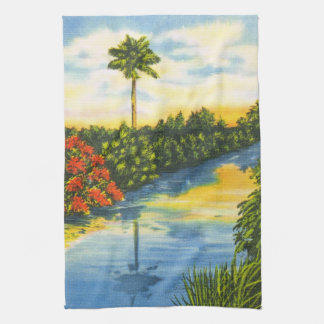 Florida Palm Tree Sunset Kitchen Tea Towel Theedoek