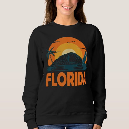 Florida Palm Tree Surf Surfing Beach Island Summer Trui (Voorkant)