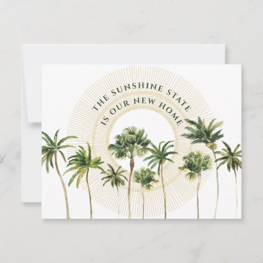 Florida Palm Trees Golden Sun Nieuw Adres konounce Aankondiging (Voorkant)