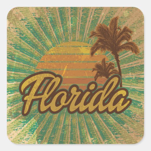 Florida Palm Trees Vierkante Sticker (Voorkant)