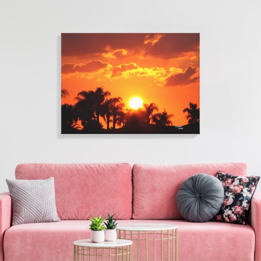 Florida palmboom zonsondergang Stretched Canvas Pr (Insitu (Woonkamer))