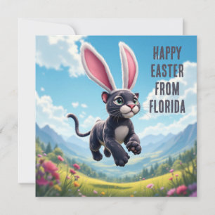 Florida panter met konijnenoren feestdagenkaart