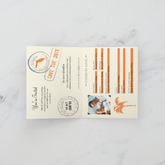 Florida Passport bruiloft uitnodiging (Binnen)