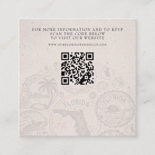 Florida Passport Wedding QR Informatiekaartje (Voorkant)