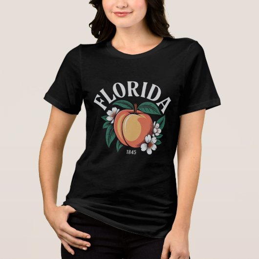 Florida Peach Blossom Embleem - Opgericht in 1845 Tri-Blend Shirt (Voorkant)