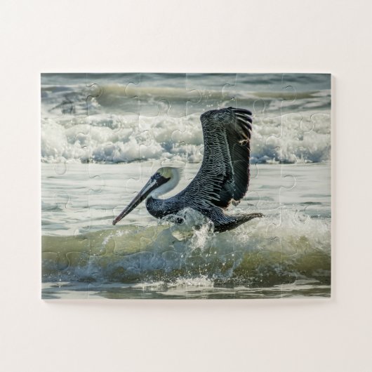 Florida Pelican Bird Natuur Beach Oversize Jigzaag Legpuzzel (Horizontaal)