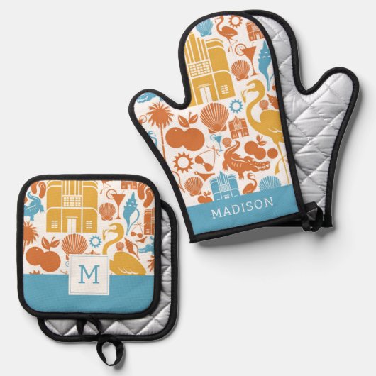 Florida-pictogrammen Ovenwant & Pannenlap Set (Voorkant / Achterkant)