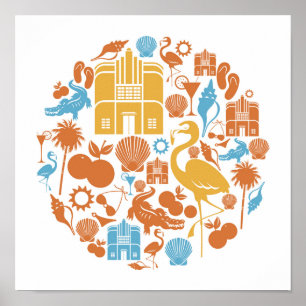 Florida-pictogrammen Poster