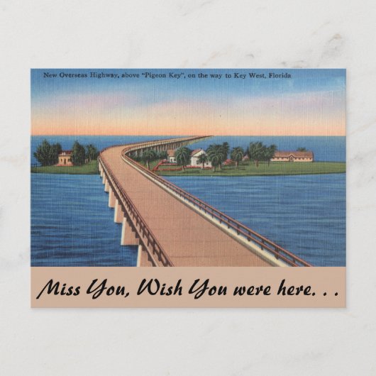 Florida, Pigeon Key, Overseas Highway Briefkaart (Voorkant)