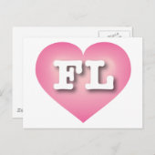 Florida Pink Fade Heart - Ik hou van FL Briefkaart (Voorkant / Achterkant)