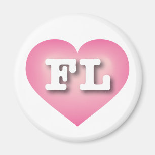 Florida Pink Fade Heart - Ik hou van FL Magneet