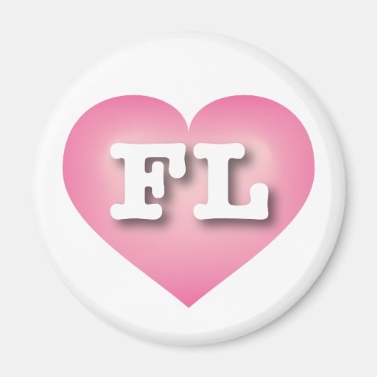 Florida Pink Fade Heart - Ik hou van FL Magneet (Voorkant)