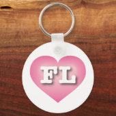Florida Pink Fade Heart - Ik hou van FL Sleutelhanger (Voorkant)