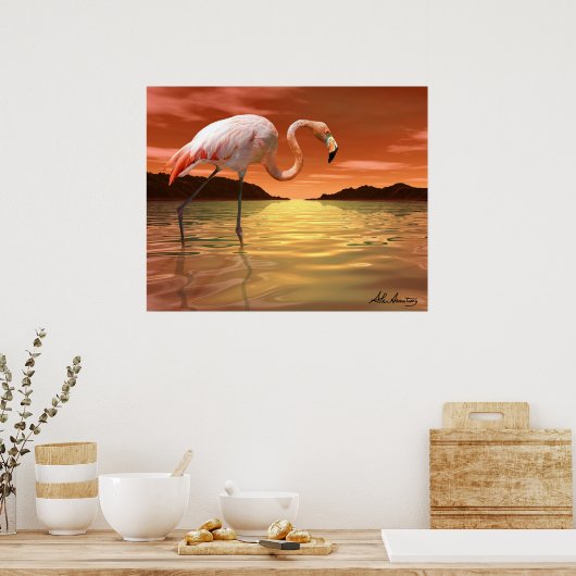 Florida Pink Flamingo Poster (Keuken)