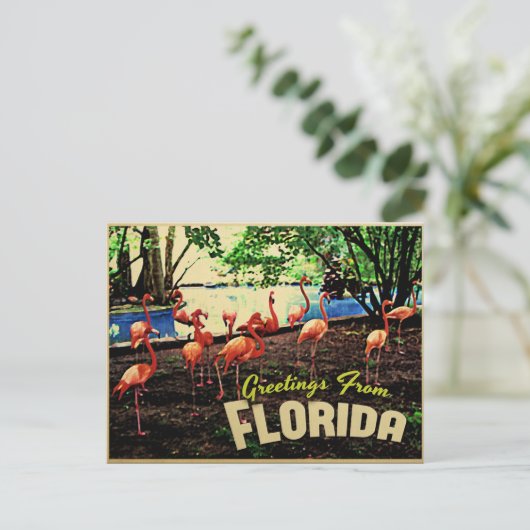 Florida Pink Flamingos Briefkaart (Staand voorkant)