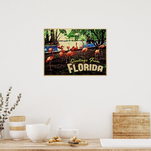 Florida Pink Flamingos Poster (Keuken)