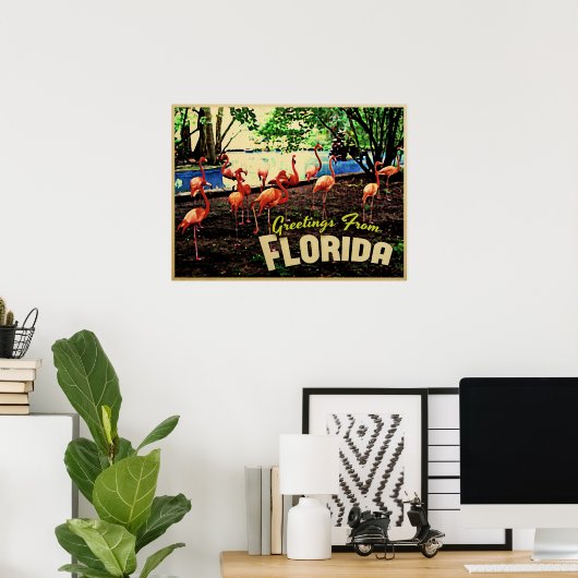 Florida Pink Flamingos Poster (Thuiskantoor)