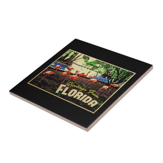 Florida Pink Flamingos Tegeltje (Zijkant)