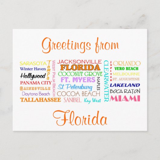 Florida plaatst briefkaart (Voorkant)