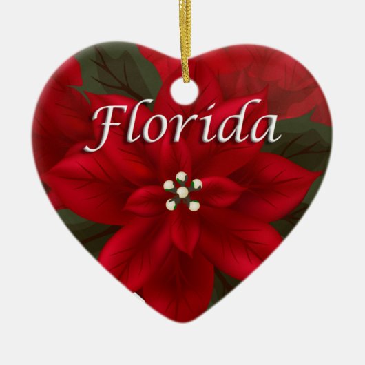 Florida Poinsettia Heart Keepomwille Ornament (Voorkant)