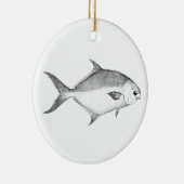 Florida Pompano Logo (lijnkunst) Keramisch Ornament (Rechts)