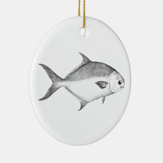 Florida Pompano Logo (lijnkunst) Keramisch Ornament (Rechts)