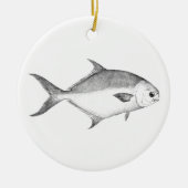 Florida Pompano Logo (lijnkunst) Keramisch Ornament (Voorkant)
