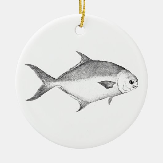 Florida Pompano Logo (lijnkunst) Keramisch Ornament (Voorkant)