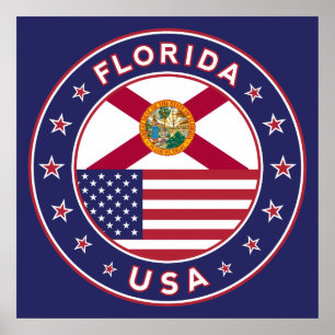 Florida, poster, middelgroot, blauw poster