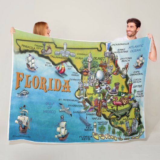 Florida Pretkaart Fleece Deken (In situ)