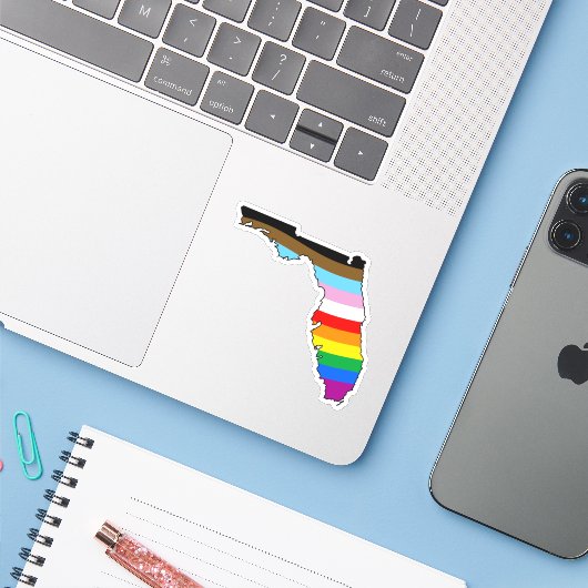 Florida Progress Pride Sticker (Laptop met iPhone)