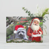 Florida Raccoon, Gator, and Santa Flat Card Feestdagenkaart (Staand voorkant)