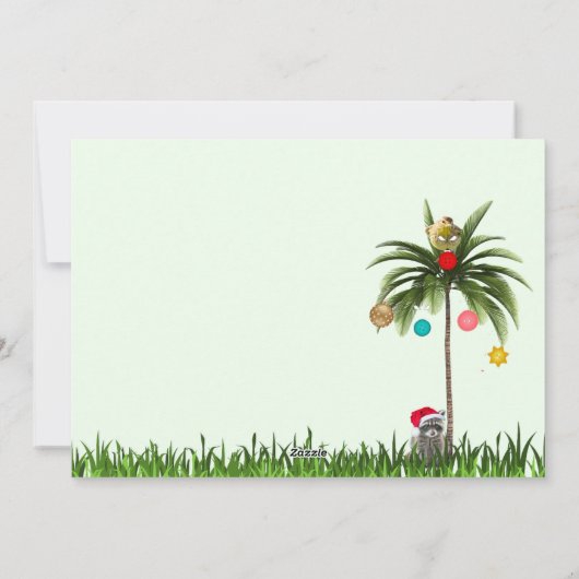 Florida Raccoon, Gator, and Santa Flat Card Feestdagenkaart (Achterkant)