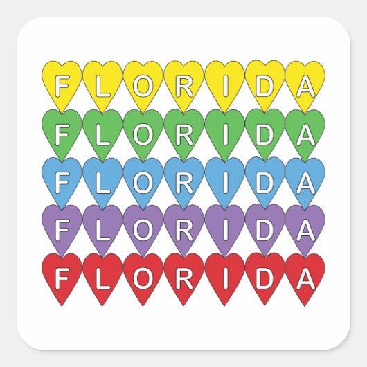 Florida Rainbow Hearts Vierkante Sticker (Voorkant)