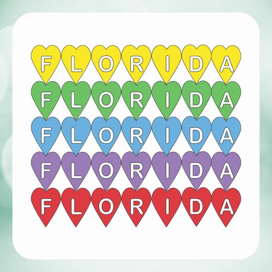 Florida Rainbow Hearts Vierkante Sticker