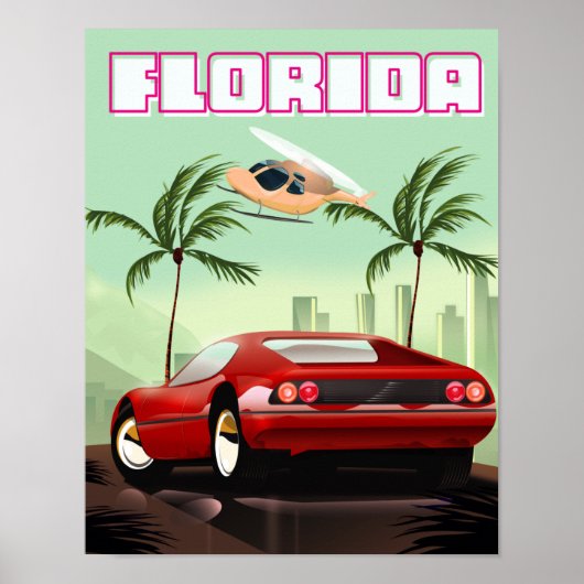 Florida red retro sport wagen poster (Voorkant)