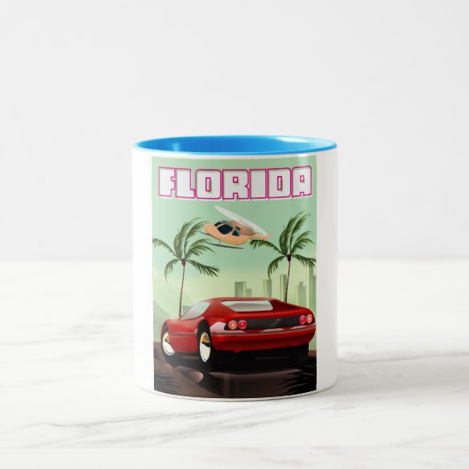 Florida red retro sport wagen tweekleurige koffiemok (Center)