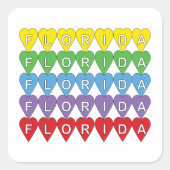 Florida Regenboog Hartjes Vierkante Sticker (Voorkant)