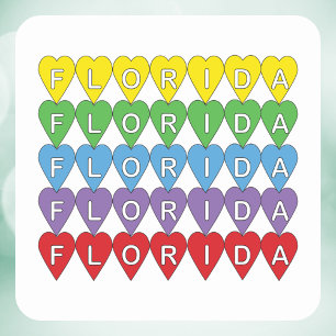 Florida Regenboog Hartjes Vierkante Sticker